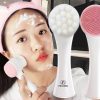 Silica gel double-sided cleansing brush soft fiber portable facial massage skin care tool